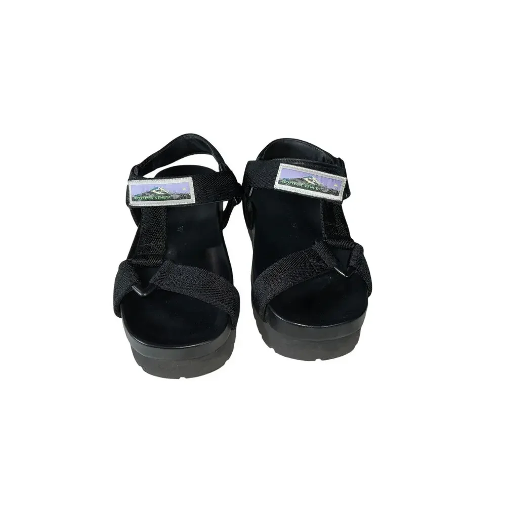 Bottega Veneta Black Trip 50mm Platform Sandals Size 37/ US 7